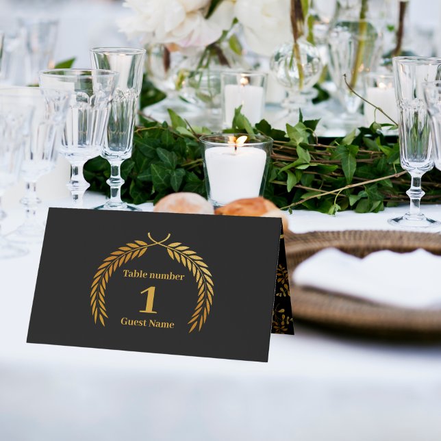 Glam Mystical Black Gold Clouds Moon Wedding Place Card (Creator Uploaded)