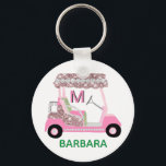 Glam Name Monogram Rose Gold Golf Cart  Keychain<br><div class="desc">Golf Gal - Fun Glitz Glam Rose Gold Diamond Cart-- just a bit "over the top" but ready to run the course -- key chain--This is a great gift for golf lovers -- fun / distinctive / unique. And with a monogram and first name for the "intended". If you have...</div>