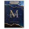 Glam Navy Blue Gold Glitter Agate Geode Monogram