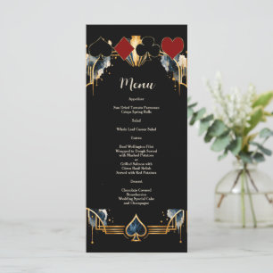 Glam Navy Gold Black Art Deco Casino Wedding Menu