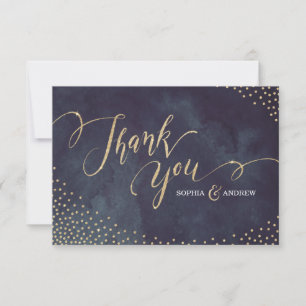 Glam night faux gold glitter calligraphy thank you card