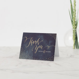 Glam night faux gold glitter calligraphy thank you card
