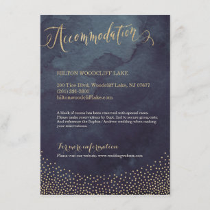 Glam night gold glitter calligraphy accommodation enclosure card