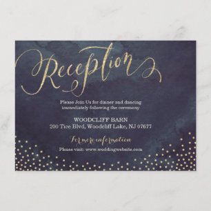 Glam night gold glitter calligraphy reception card