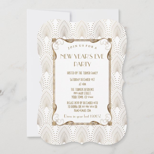 Glam Old Hollywood Great Gatsby New Year Party Invitation (Front)