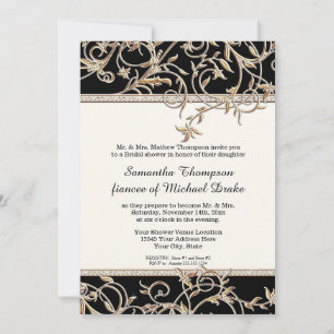 Glam Old Hollywood Regency Black Bridal Shower Invitation