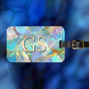 Glam Opal Design, Large Monogram or Name  Luggage Tag
