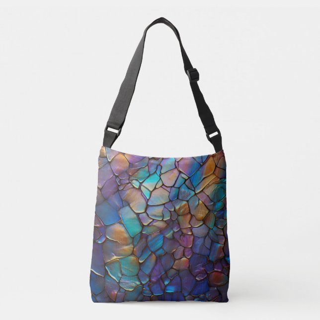 Glam Opal Gemstone Stained Glass Pattern Crossbody Bag (Front)