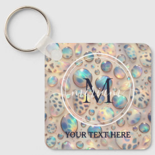 Glam Opal Leopard Print Girly Keychain