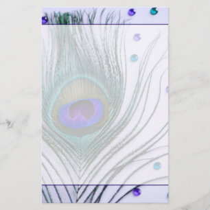 Glam Peacock Feather Purple Stationery