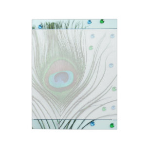 Glam Peacock Feather Teal Notepad