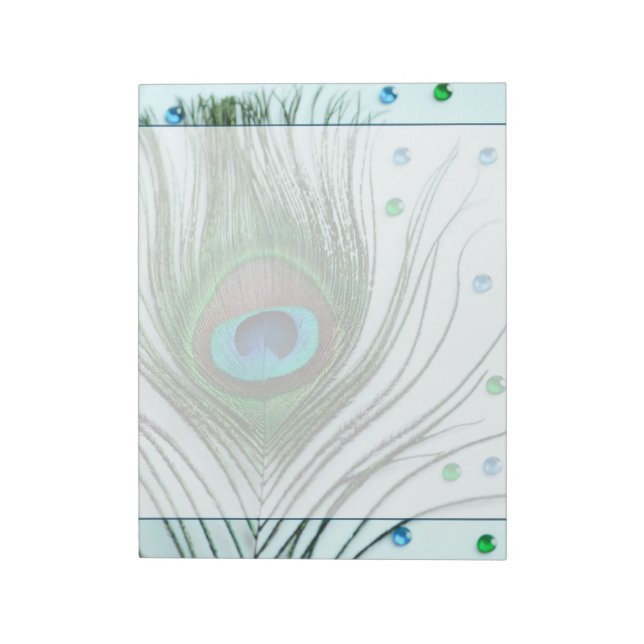 Glam Peacock Feather Teal Notepad (Rotated)