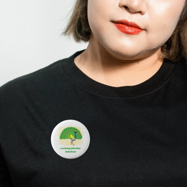 Glam Peacock Pun Design 6 Cm Round Badge (Creator Uploaded)