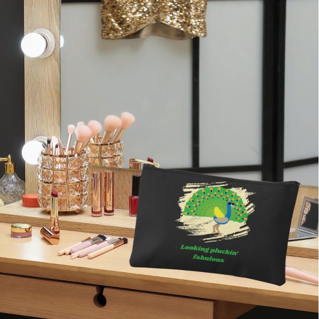 Glam Peacock Pun Design Accessory Pouch (Creator Uploaded)