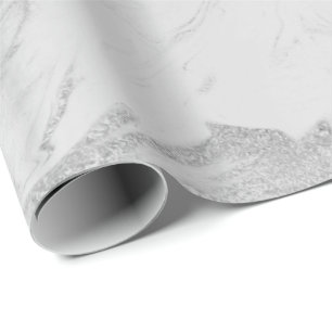 Glam Pearly Grey  Silver White Marble Glam Wrapping Paper