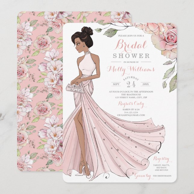 Glam Personalised Bride Bridal Shower Invitation (Front/Back)