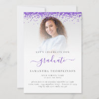 Glam Photo Purple Glitter Graduation 2024