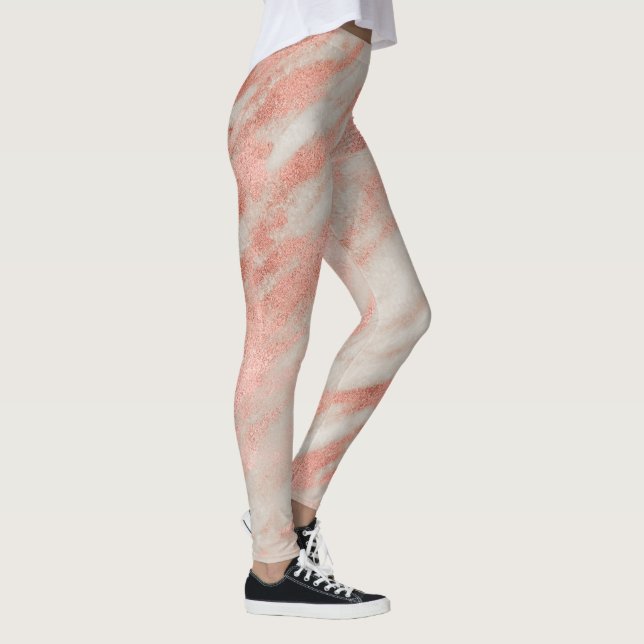 Glam Pink Abstract Marble Pattern Leggings (Right)