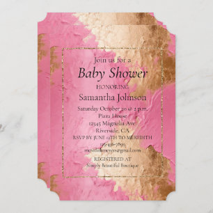 Glam Pink and Gold Baby Shower Invitation