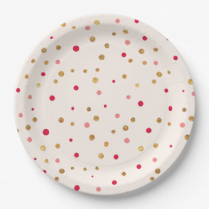 Glam Pink and Gold Confetti Party Paper Plates