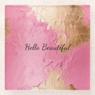 Glam Pink and Gold Glass Coaster