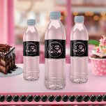 Glam Pink Black Fashion 30th Birthday Party Water Bottle Label<br><div class="desc">Glamourous French couture-inspired,  pink and black "30" 30th birthday design featuring a hat box cake,  pink stilettos and a makeup bag among various unopened birthday presents and luscious cupcakes.  Perfect for celebrating birthday occasions.  Age is created in an uneditable faux pink glitter font.</div>