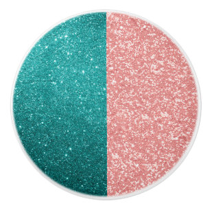 Glam Pink Blue Glitter Sparkle  Ceramic Knob