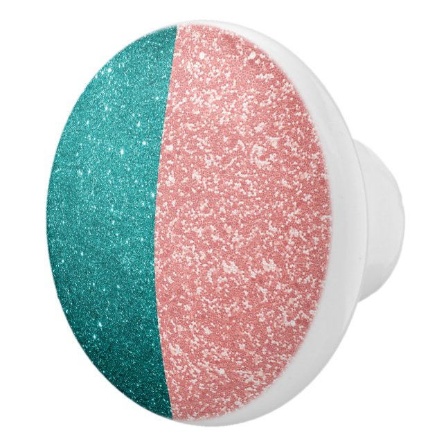 Glam Pink Blue Glitter Sparkle  Ceramic Knob (Right)