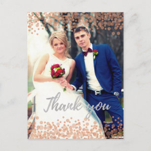 Glam Pink Bubbles Chic Calligraphy Thank You Card