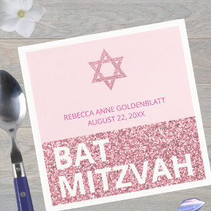 Glam Pink Chic Elegant Religious Bat Mitzvah Napkin