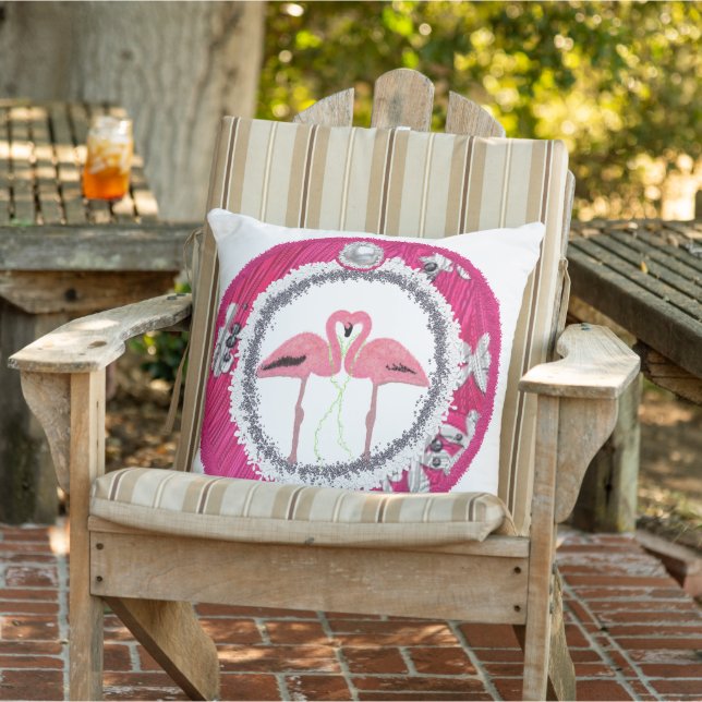 Glam Pink Christmas flamingos Cushion (Chair)