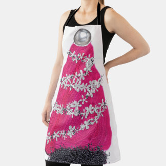 Glam Pink Christmas tree Apron