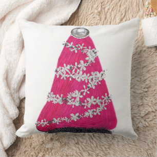 Glam Pink Christmas tree Cushion