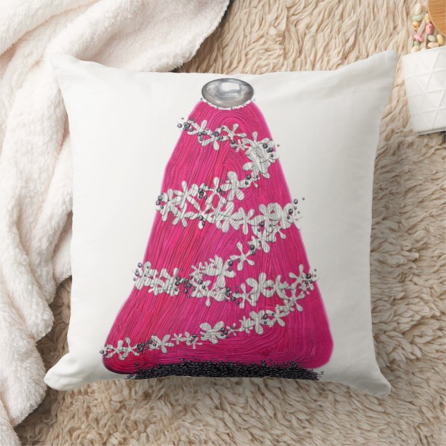 Glam Pink Christmas tree Cushion (Blanket)