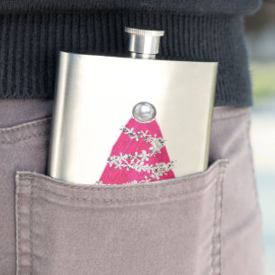 Glam Pink Christmas tree Hip Flask