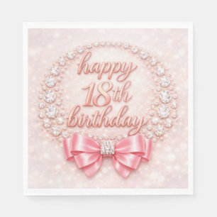 Glam Pink Diamond Happy 18th Birthday Design  Napkin