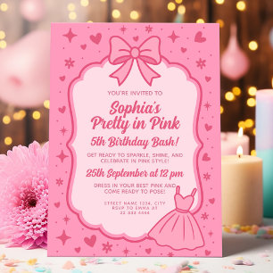 Glam Pink Fashion Doll Party for Girls Invitation