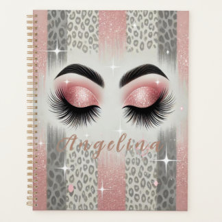 Glam Pink Glitter Eyelashes Planner