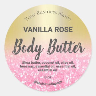 Glam Pink Glitter Gold Product Labels