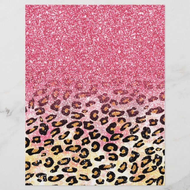 Glam Pink Glitter Leopard Pattern Flyer (Front)
