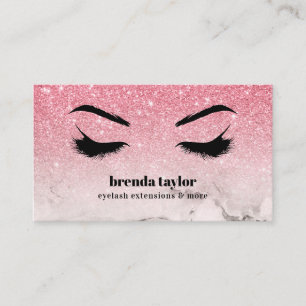 Glam pink glitter ombre Marble Eyelash  Browbar Business Card