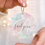 Glam Pink Glitter Pastel Girly Pattern Ceramic Tree Decoration<br><div class="desc">Easily personalise this pretty pink bokeh glitter pattern with your custom name and/or monogram.</div>