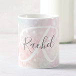 Glam Pink Glitter Pastel Girly Pattern Coffee Mug<br><div class="desc">Easily personalise this pretty pink bokeh glitter pattern with your custom name and/or monogram.</div>