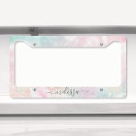 Glam Pink Glitter Pastel Girly Pattern Licence Plate Frame<br><div class="desc">Easily personalise this pretty pink bokeh glitter pattern with your custom name and/or monogram.</div>