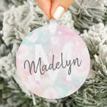 Glam Pink Glitter Pastel Girly Pattern Ornament<br><div class="desc">Easily personalise this pretty pink bokeh glitter pattern with your custom name and/or monogram.</div>