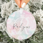 Glam Pink Glitter Pastel Girly Pattern Ornament<br><div class="desc">Easily personalise this pretty pink bokeh glitter pattern with your custom name and/or monogram.</div>
