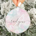 Glam Pink Glitter Pastel Girly Pattern Ornament<br><div class="desc">Easily personalise this pretty pink bokeh glitter pattern with your custom name and/or monogram.</div>