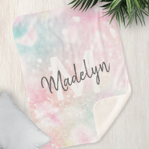 Glam Pink Glitter Pastel Girly Pattern Sherpa Blanket