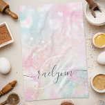 Glam Pink Glitter Pastel Girly Pattern Tea Towel<br><div class="desc">Easily personalise this pretty pink bokeh glitter pattern with your custom name and/or monogram.</div>