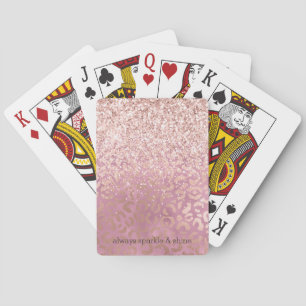 Glam Pink Glitzy Glitter Leopard Print Playing Cards